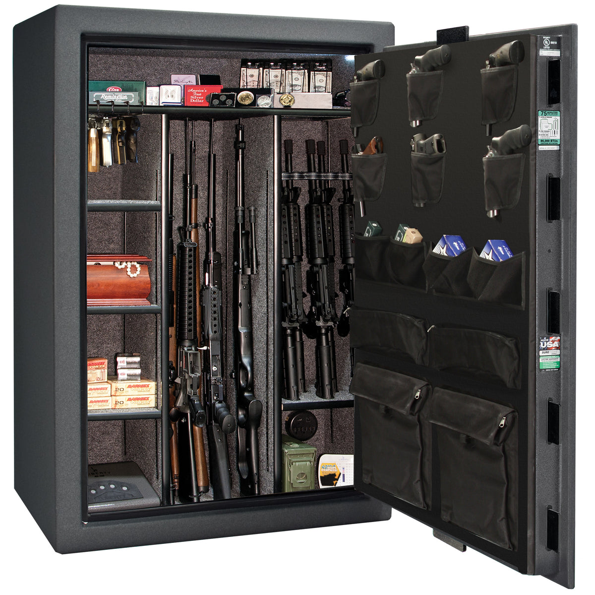Colonial Series | Level 4 Security | 75 Minute Fire Protection | 35 | DIMENSIONS: 60.5"(H) X 42”(W) X 22"(D*) | Granite Textured | Electronic Lock - open